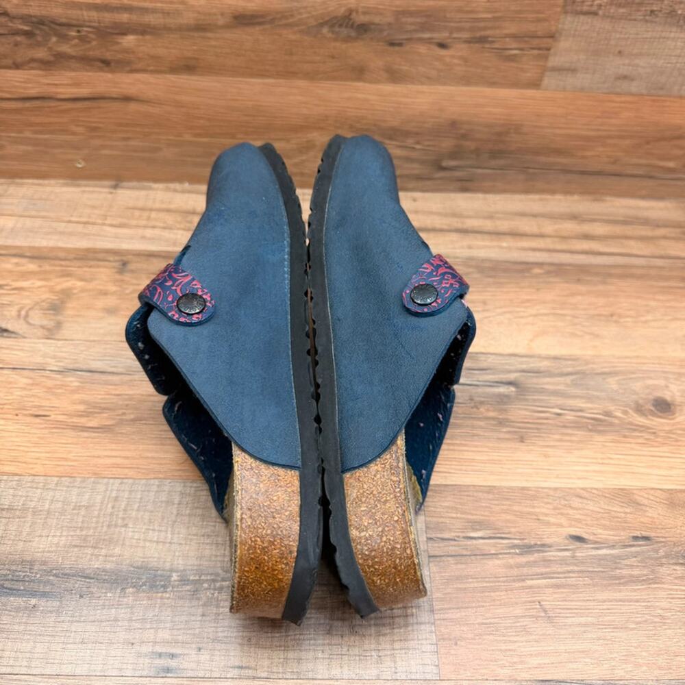 Birkenstock Birki’s size L8 39 Buckle Navy Blue leather crogs shoes - Picture 4 of 8